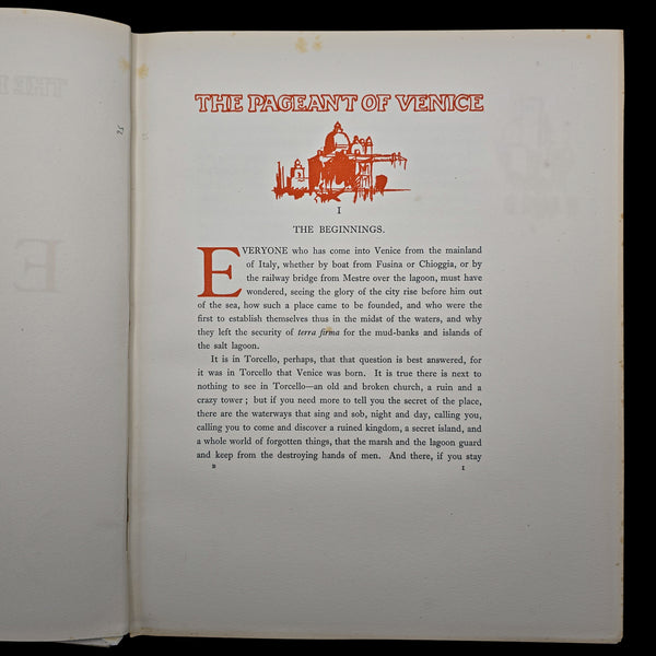Antique Art Book, The Pageant of Venice, Hutton & Brangwyn, Illustrated, C.1920