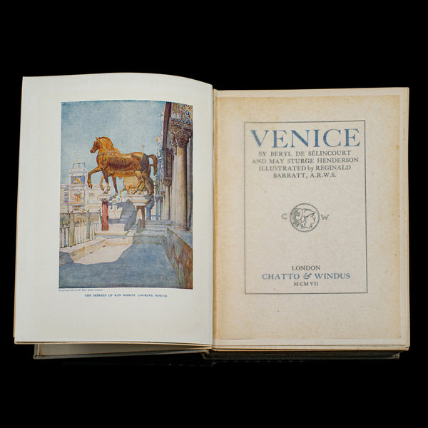 Antique Venice Art Book, Illustrated, Travel, Edwardian, Reginald Barratt, 1907