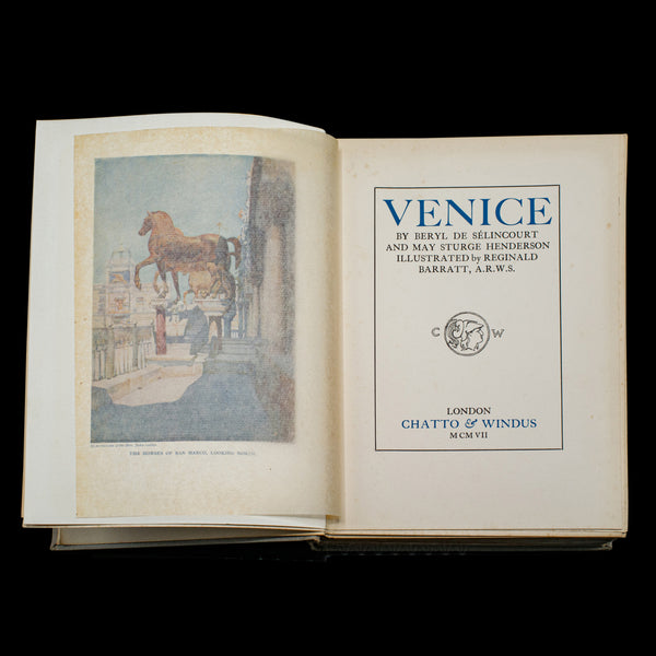 Antique Venice Art Book, Illustrated, Travel, Edwardian, Reginald Barratt, 1907