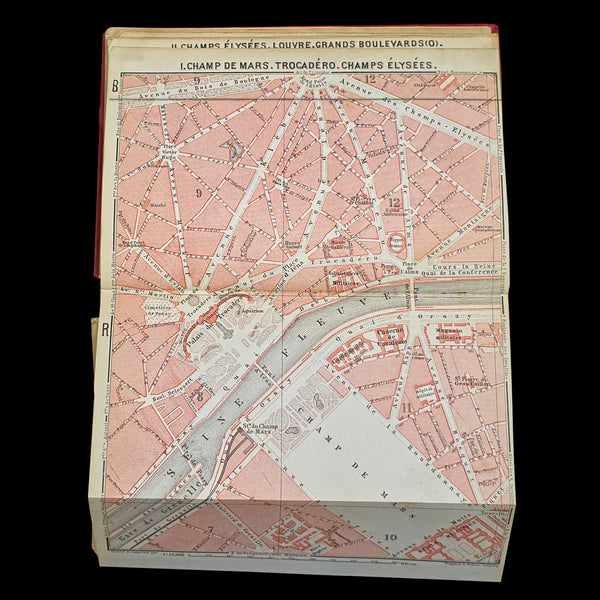 Antique Travel Book, Baedeker’s Paris and its Environs, Maps, Guide, Victorian