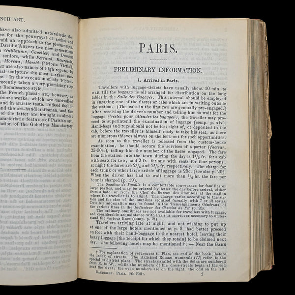 Antique Travel Book, Baedeker’s Paris and its Environs, Maps, Guide, Victorian