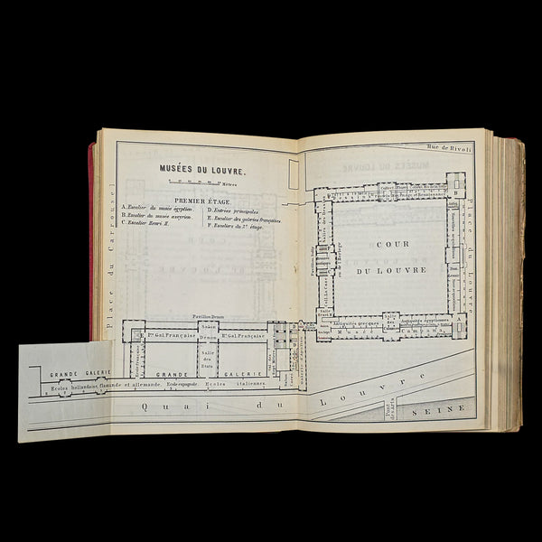 Antique Travel Book, Baedeker’s Paris and its Environs, Maps, Guide, Victorian
