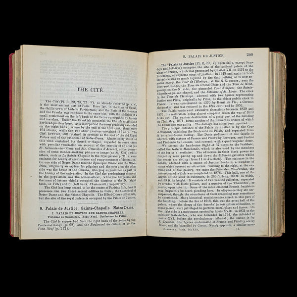 Antique Travel Book, Baedeker’s Paris and its Environs, Maps, Guide, Victorian