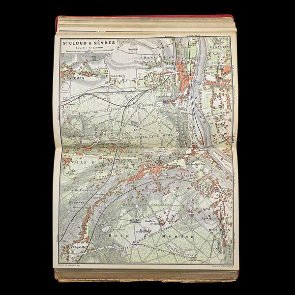 Antique Travel Book, Baedeker’s Paris and its Environs, Maps, Guide, Victorian