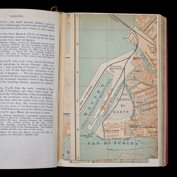 Antique Travel Book, Baedeker’s Northern Italy, Maps, Guide, Edwardian, C.1903