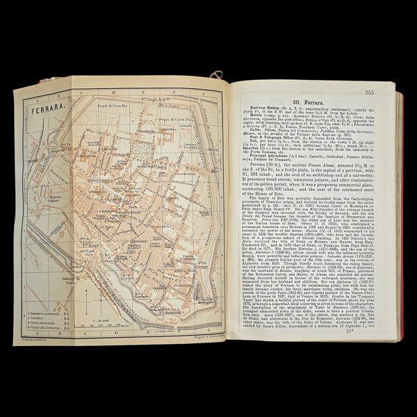 Antique Travel Book, Baedeker’s Northern Italy, Maps, Guide, Edwardian, C.1903