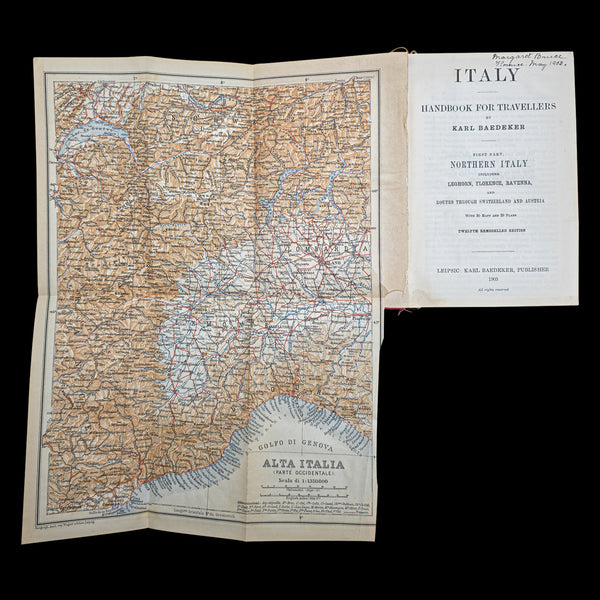Antique Travel Book, Baedeker’s Northern Italy, Maps, Guide, Edwardian, C.1903
