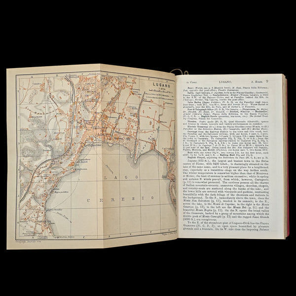 Antique Travel Book, Baedeker’s Northern Italy, Maps, Guide, Edwardian, C.1903
