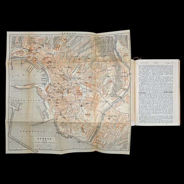 Antique Travel Book, Baedeker’s Northern Italy, Maps, Guide, Edwardian, C.1903