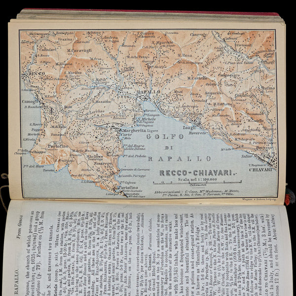 Antique Travel Book, Baedeker’s Northern Italy, Maps, Guide, Edwardian, C.1903