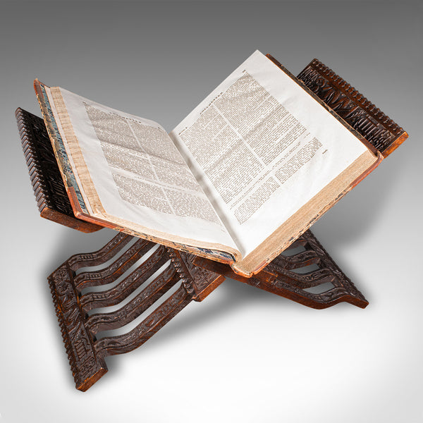 Antique Scholar’s Reading Stand, Oriental, Folding Book Pedestal, Victorian