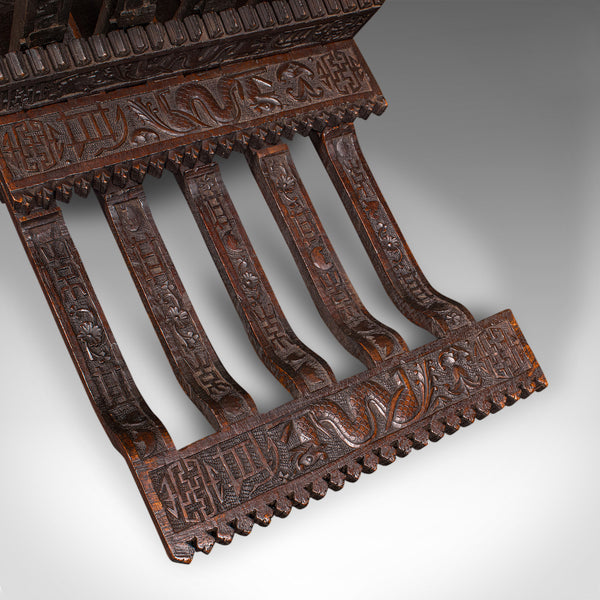 Antique Scholar’s Reading Stand, Oriental, Folding Book Pedestal, Victorian