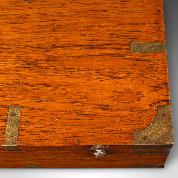 Antique Shotgun Carry Case, Indian Teak, Brass, Rifle Box, Victorian, Circa 1900