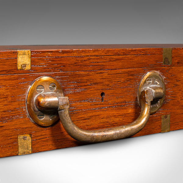 Antique Shotgun Carry Case, Indian Teak, Brass, Rifle Box, Victorian, Circa 1900