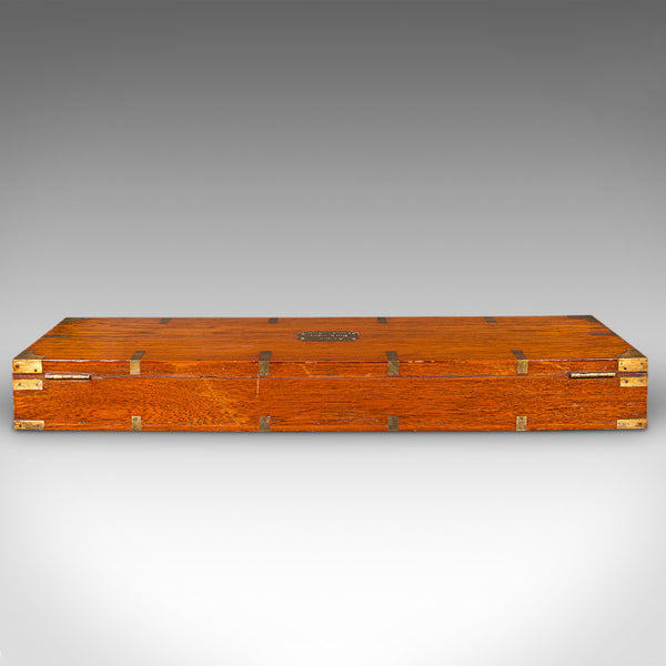 Antique Shotgun Carry Case, Indian Teak, Brass, Rifle Box, Victorian, Circa 1900