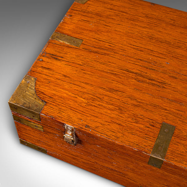 Antique Shotgun Carry Case, Indian Teak, Brass, Rifle Box, Victorian, Circa 1900