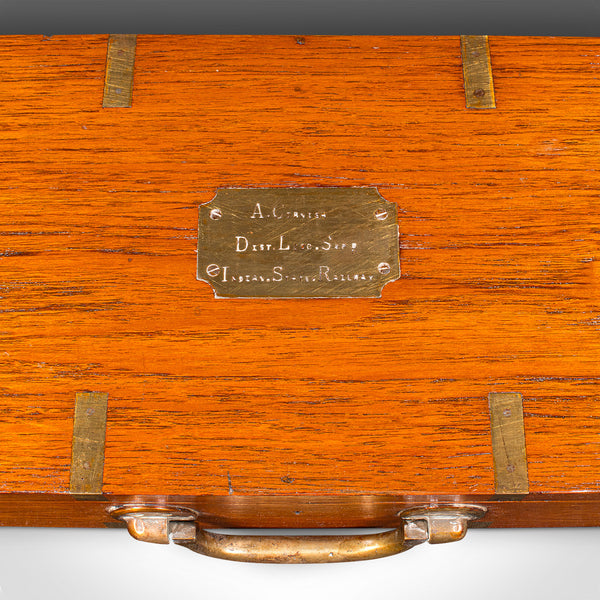 Antique Shotgun Carry Case, Indian Teak, Brass, Rifle Box, Victorian, Circa 1900