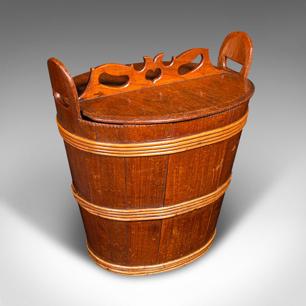 Antique Lidded Waste Bin, Georgian, Dutch, Oak, Fruitwood, Fireside Store C.1800