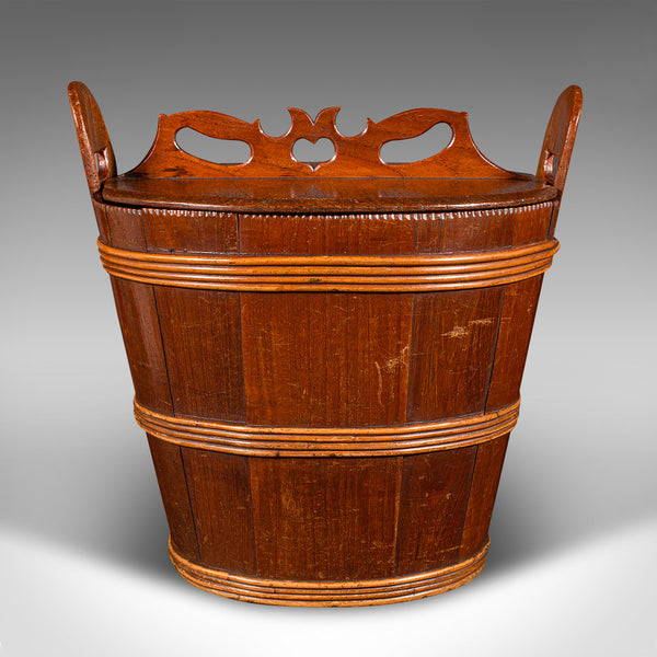 Antique Lidded Waste Bin, Georgian, Dutch, Oak, Fruitwood, Fireside Store C.1800