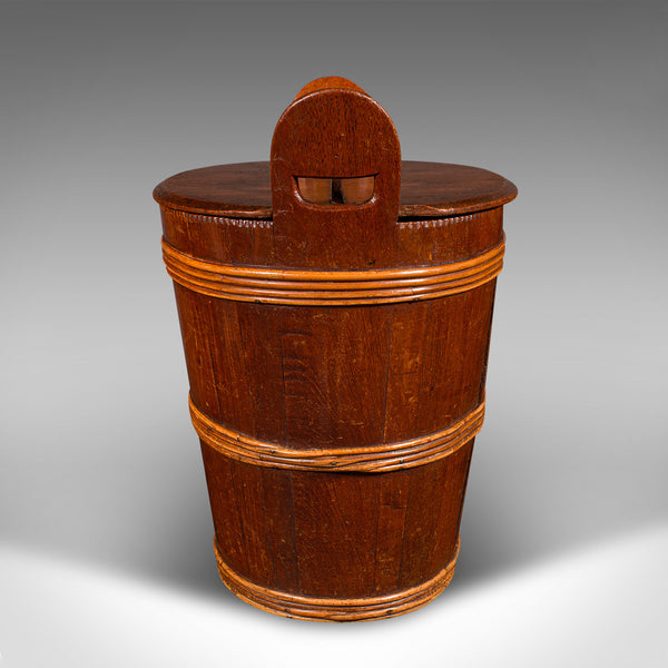 Antique Lidded Waste Bin, Georgian, Dutch, Oak, Fruitwood, Fireside Store C.1800