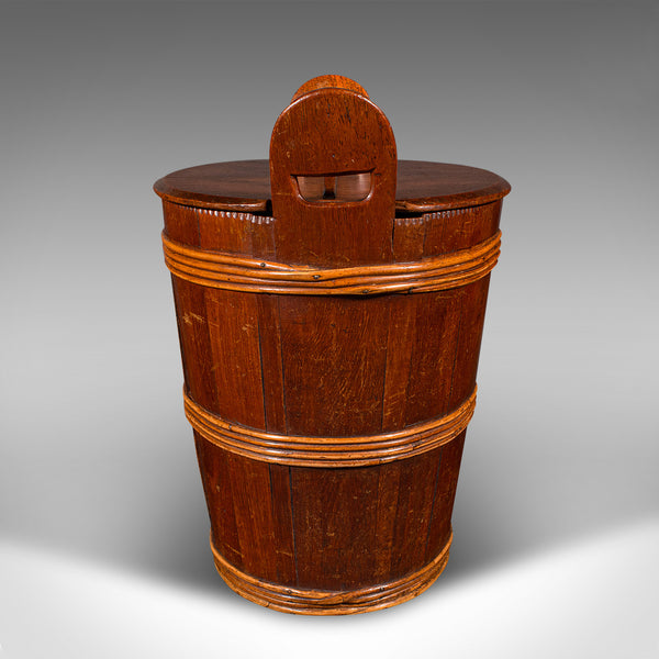 Antique Lidded Waste Bin, Georgian, Dutch, Oak, Fruitwood, Fireside Store C.1800