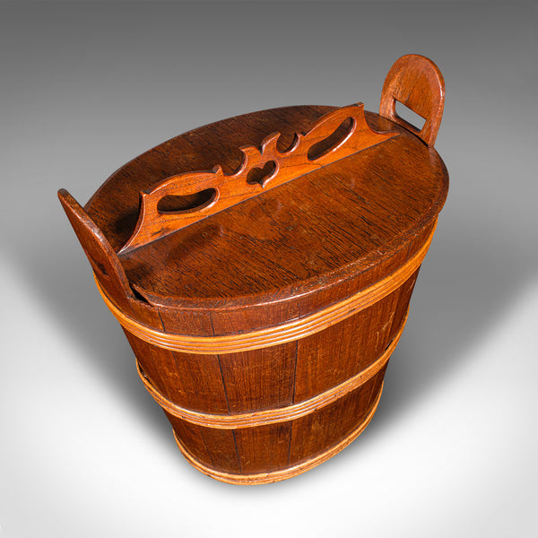 Antique Lidded Waste Bin, Georgian, Dutch, Oak, Fruitwood, Fireside Store C.1800