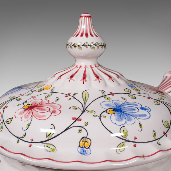 Vintage Soup Tureen Service, Portuguese, Ceramic Serving Set, Table Centrepiece