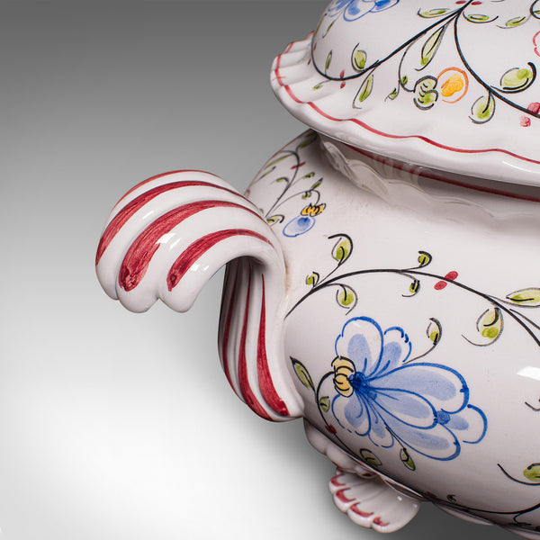 Vintage Soup Tureen Service, Portuguese, Ceramic Serving Set, Table Centrepiece