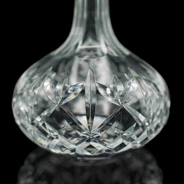 Vintage Merlot Decanter, English Cut Glass, Medium Body Wines, Mid Century, 1960