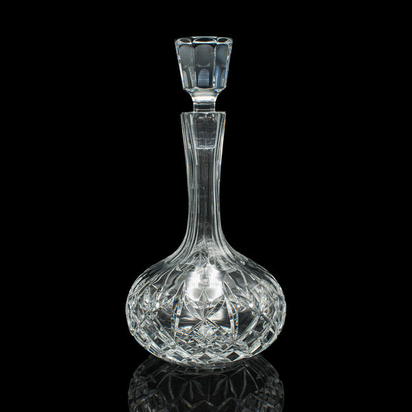 Vintage Merlot Decanter, English Cut Glass, Medium Body Wines, Mid Century, 1960