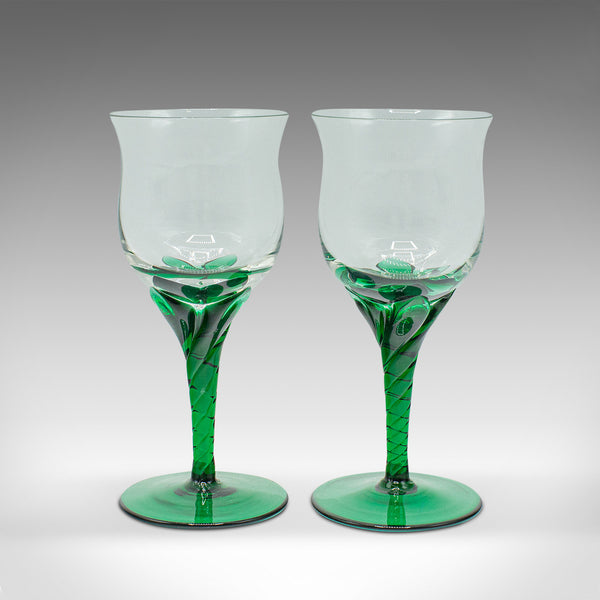 Set of 4 Vintage Aperitif Glasses, French, Blown Glass, Spirit Flutes, Art Deco