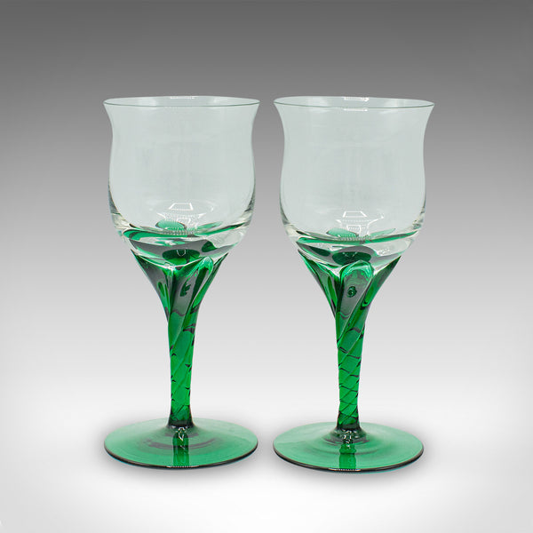 Set of 4 Vintage Aperitif Glasses, French, Blown Glass, Spirit Flutes, Art Deco