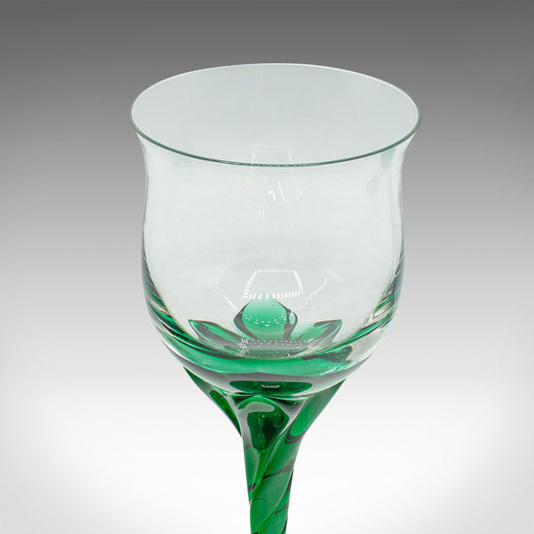 Set of 4 Vintage Aperitif Glasses, French, Blown Glass, Spirit Flutes, Art Deco