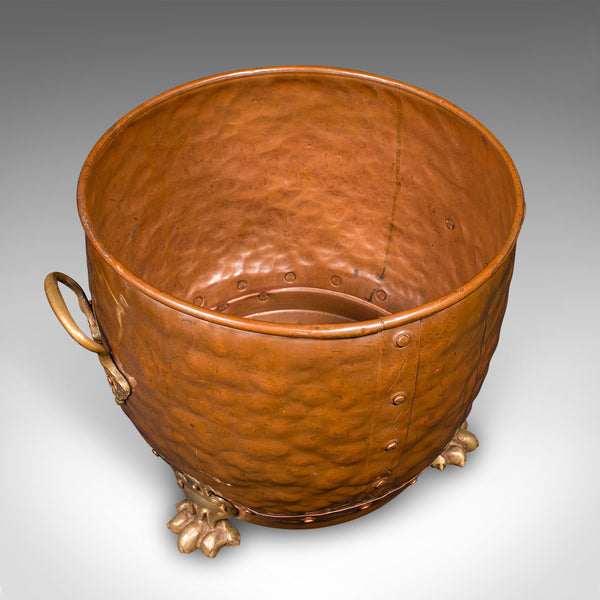 Antique Fireside Store, English, Handbeaten Copper, Coal Bin, Victorian, C.1900