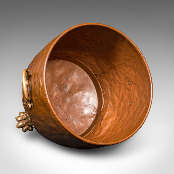 Antique Fireside Store, English, Handbeaten Copper, Coal Bin, Victorian, C.1900