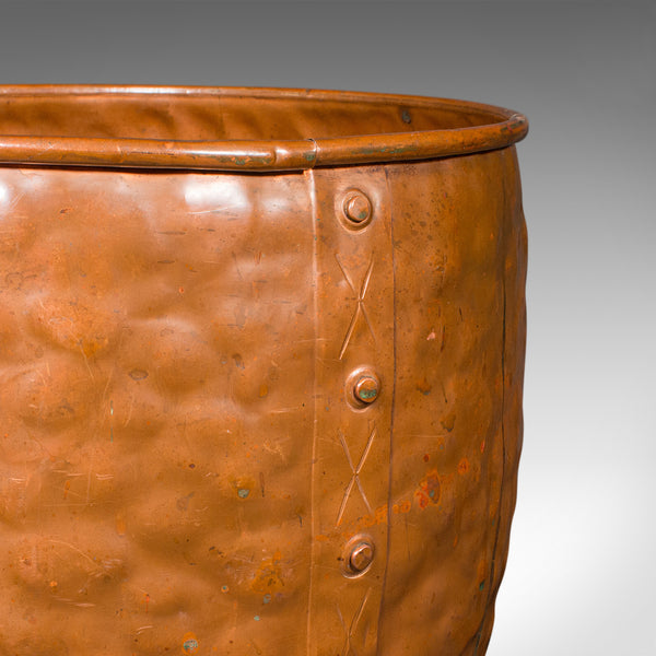 Antique Fireside Store, English, Handbeaten Copper, Coal Bin, Victorian, C.1900