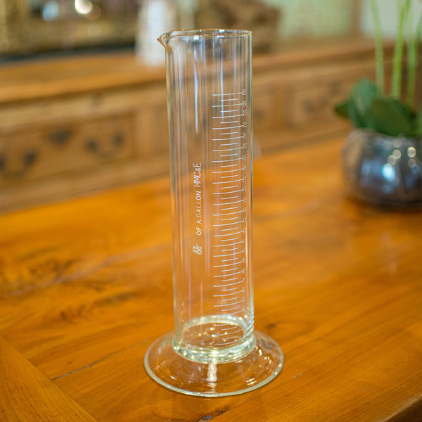Pair of Antique Customs & Excise Measures, English, Etched Glass Beakers C.1920
