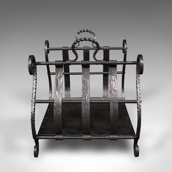 Antique Log Layer, English, Wrought Iron Fireside Fuel Keeper, Victorian, C.1850