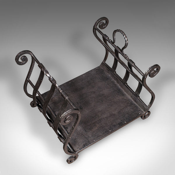 Antique Log Layer, English, Wrought Iron Fireside Fuel Keeper, Victorian, C.1850