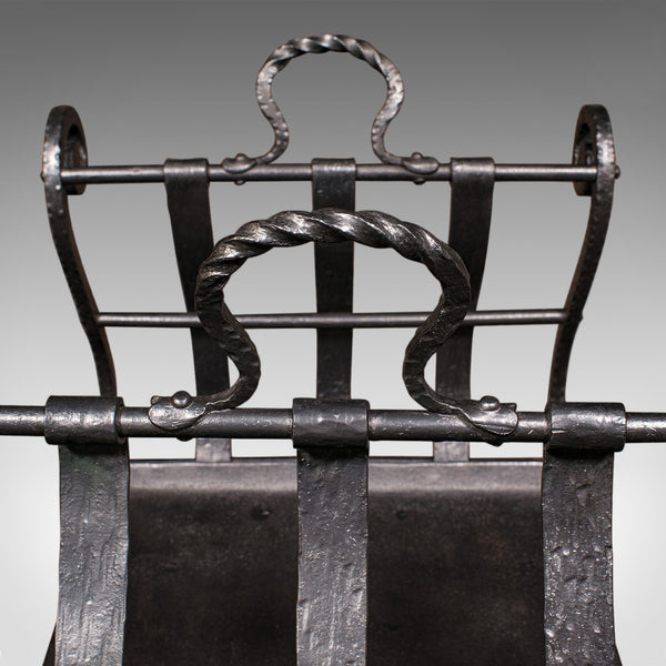Antique Log Layer, English, Wrought Iron Fireside Fuel Keeper, Victorian, C.1850