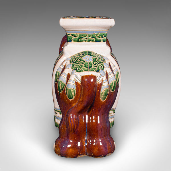 Vintage Elephant Planter Base, Oriental, Ceramic Jardiniere Stand, Mid Century