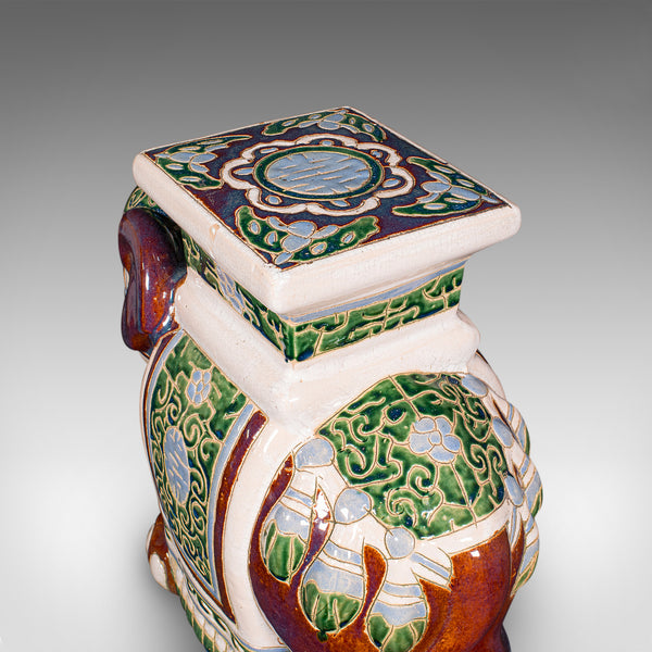 Vintage Elephant Planter Base, Oriental, Ceramic Jardiniere Stand, Mid Century