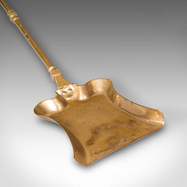 Antique Fire Tool Set, English, Brass, Shovel, Tongs, Poker, Victorian, C.1870