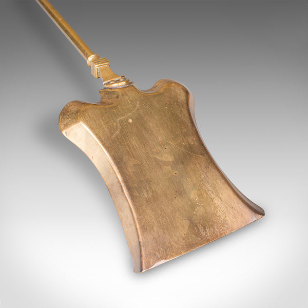 Antique Fire Tool Set, English, Brass, Shovel, Tongs, Poker, Victorian, C.1870