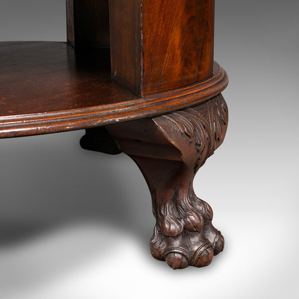 Antique Circular Bookcase, English, Centrepiece Library Table, Edwardian, C.1910