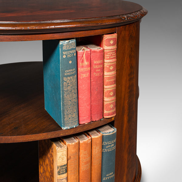 Antique Circular Bookcase, English, Centrepiece Library Table, Edwardian, C.1910