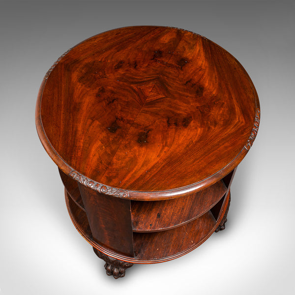Antique Circular Bookcase, English, Centrepiece Library Table, Edwardian, C.1910