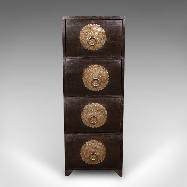 Vintage Barber's Chest of Drawers, Turkish Pine Bombe Front Cabinet, Mid Century
