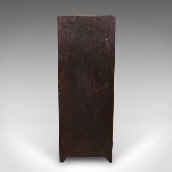 Vintage Barber's Chest of Drawers, Turkish Pine Bombe Front Cabinet, Mid Century