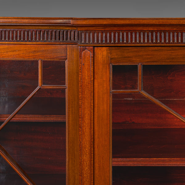 Large Antique Breakfront Bookcase, English, Cabinet, Georgian Revival, Victorian